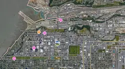 Street map of Anchorage, Alaska with points of interest