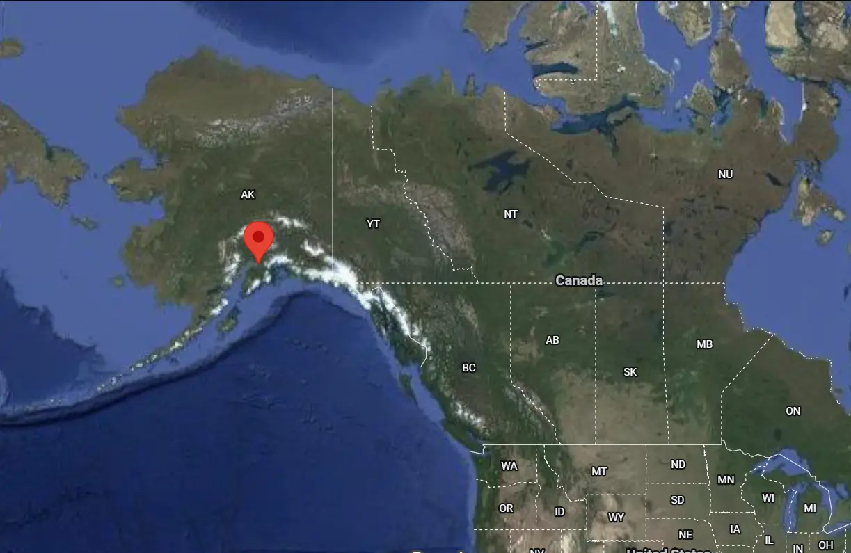 Where is the city of Anchorage (Alaska) on the map of America?