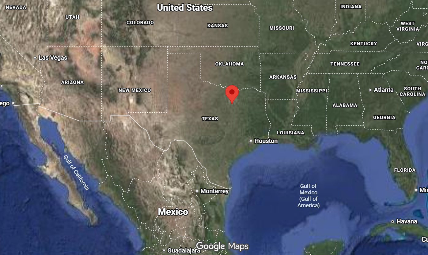 Where is the city of Arlington, Texas, located on the map of the USA?
