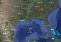 Where is the city of Atlanta (Georgia) located on the map of the USA?