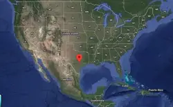Where is the city of Austin, Texas, located on the map of the USA?