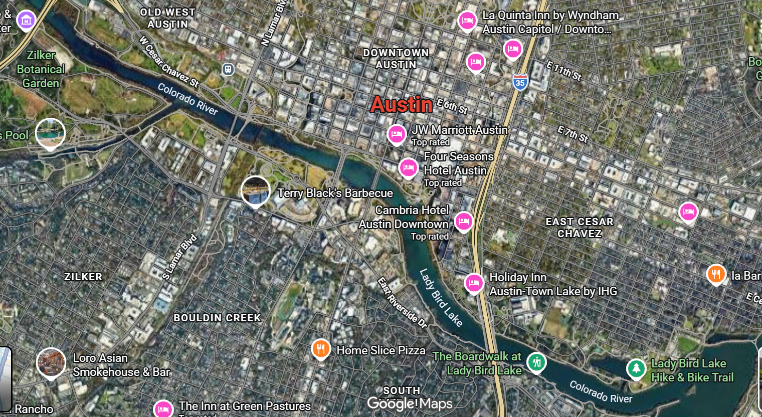 Tourist map of downtown Austin, Texas
