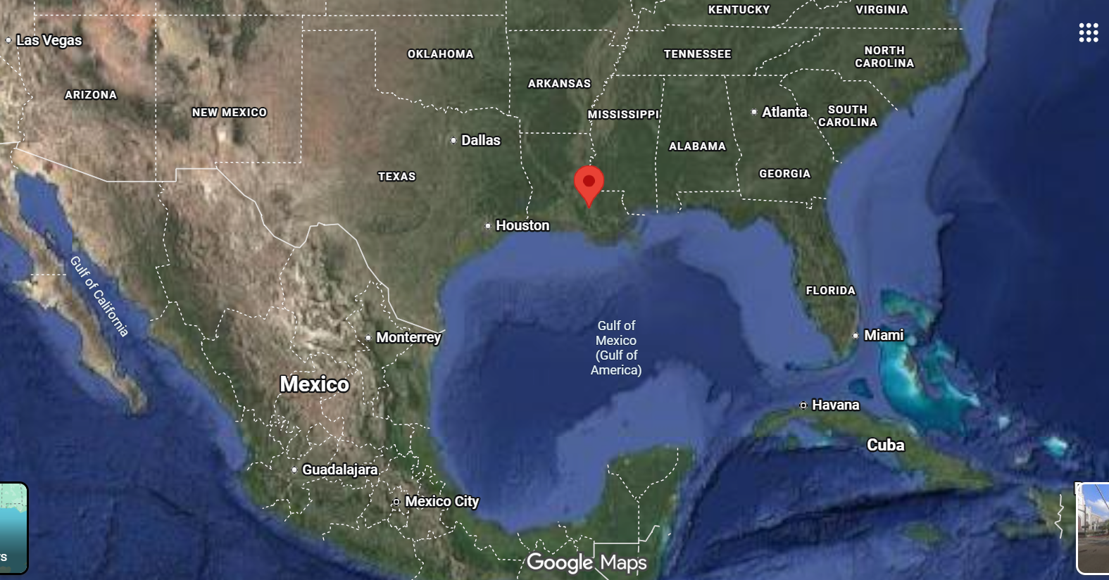 Where is the city of Baton Rouge (Louisiana) located on the map of the USA?