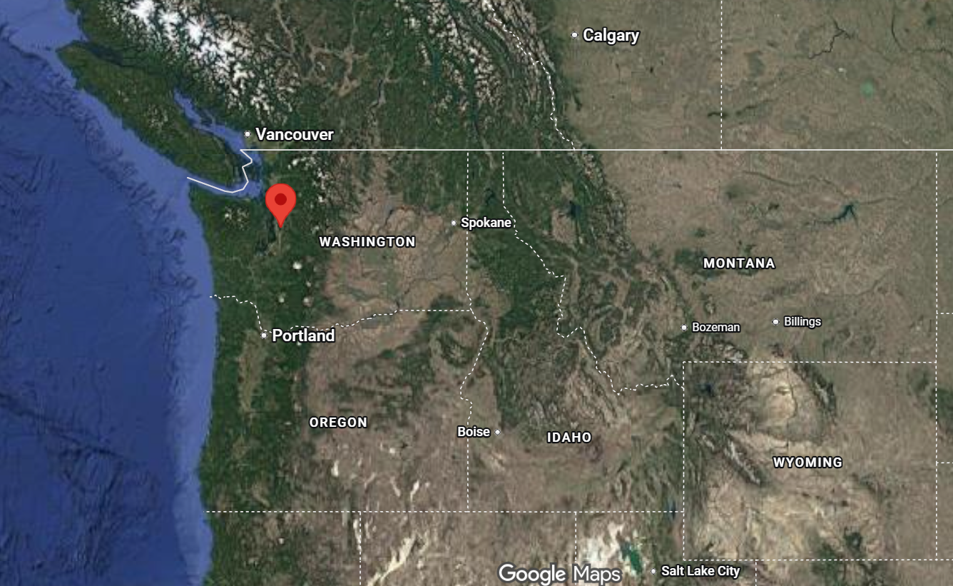 Where is the city of Bellevue, Washington, located on the map of the USA?