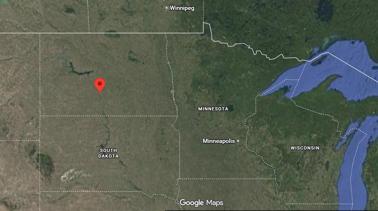 Where is the city of Bismark located on the map of the USA?