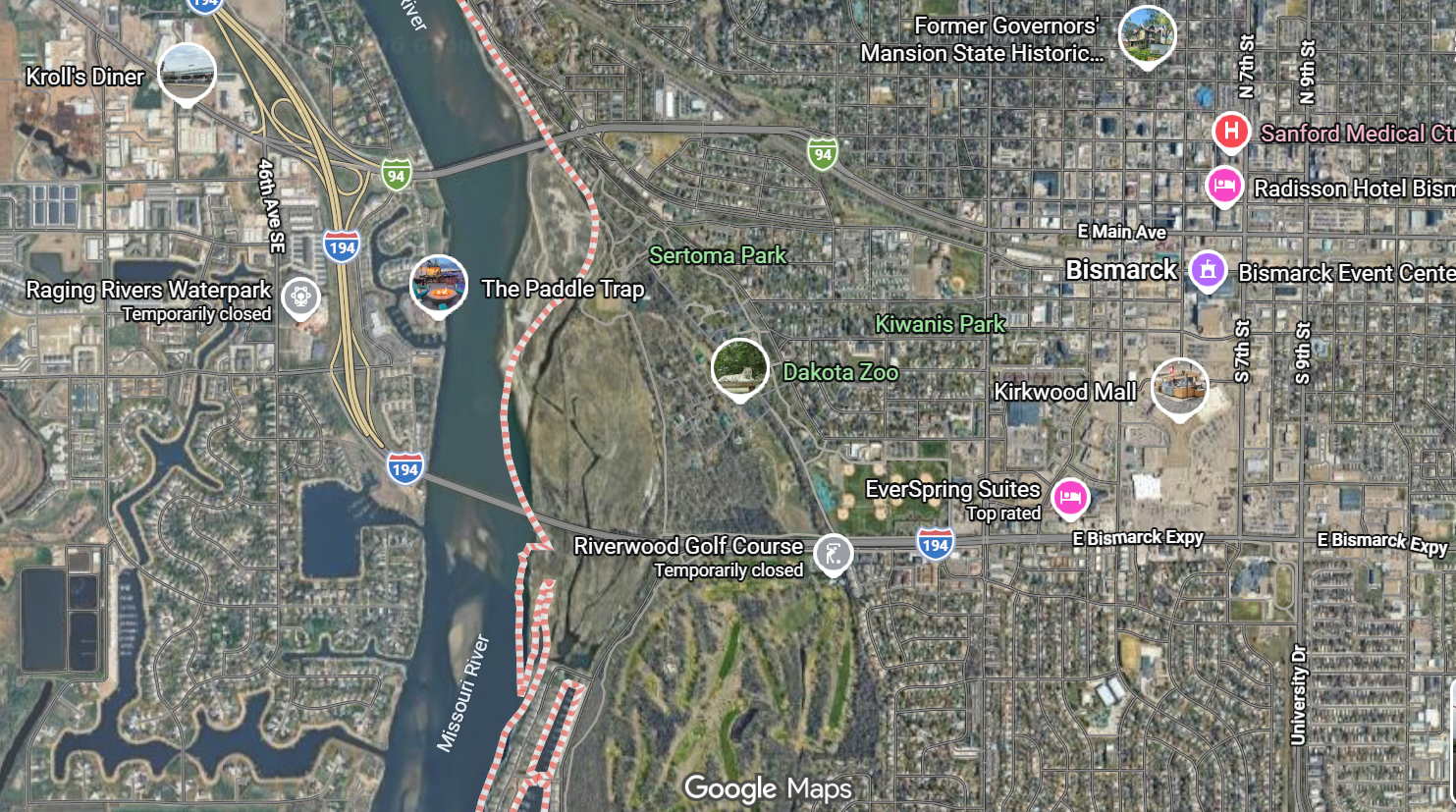 Tourist map of downtown Bismark, North Dakota