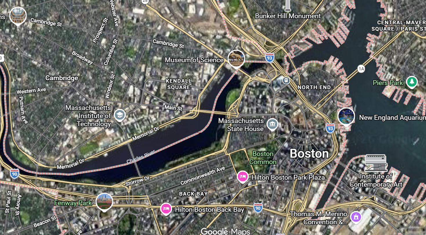 Tourist map of downtown Boston, Massachusetts