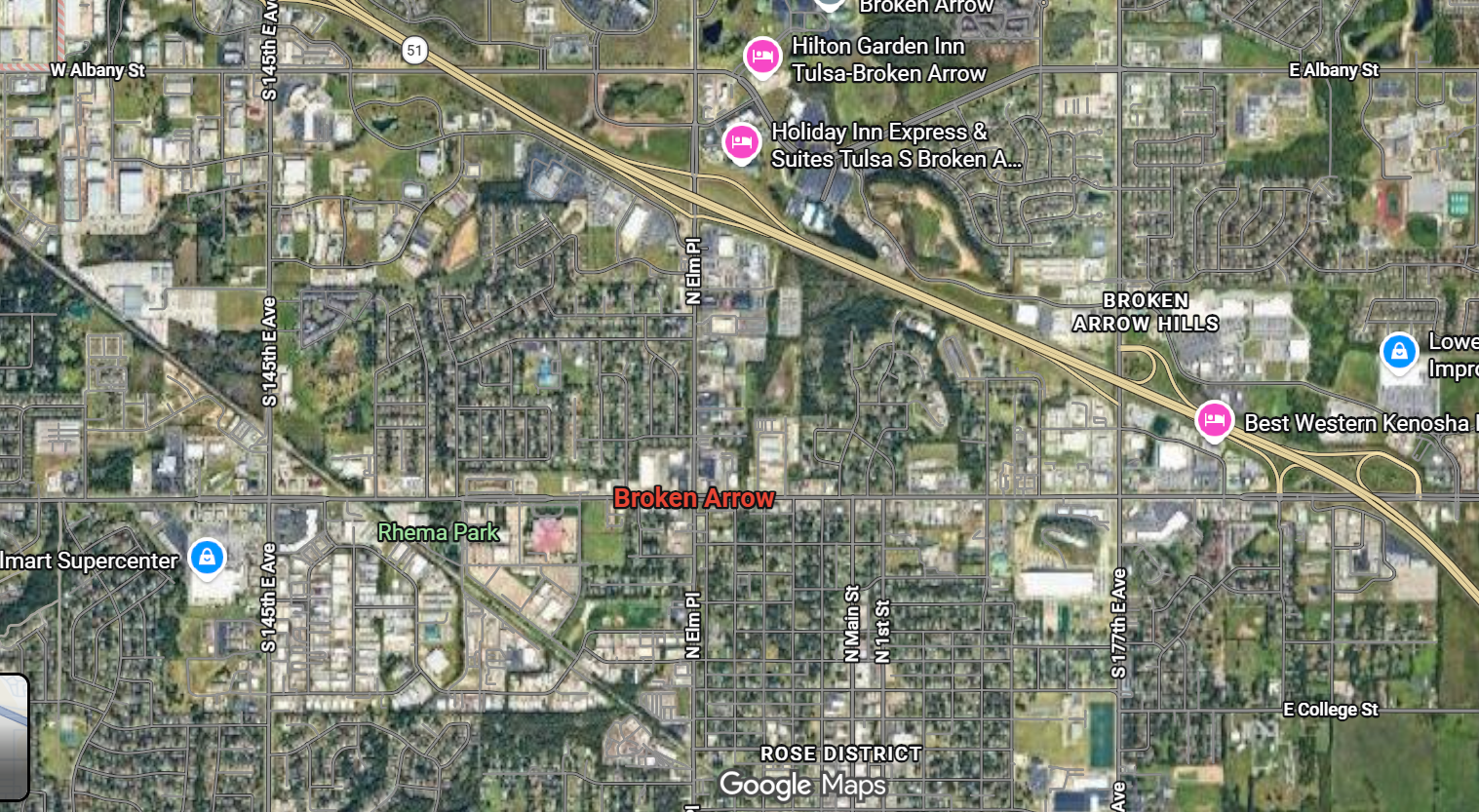 Tourist map of downtown Broken Arrow, Oklahoma