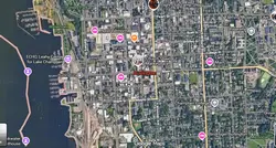 Street map of Burlington, Vermont with points of interest