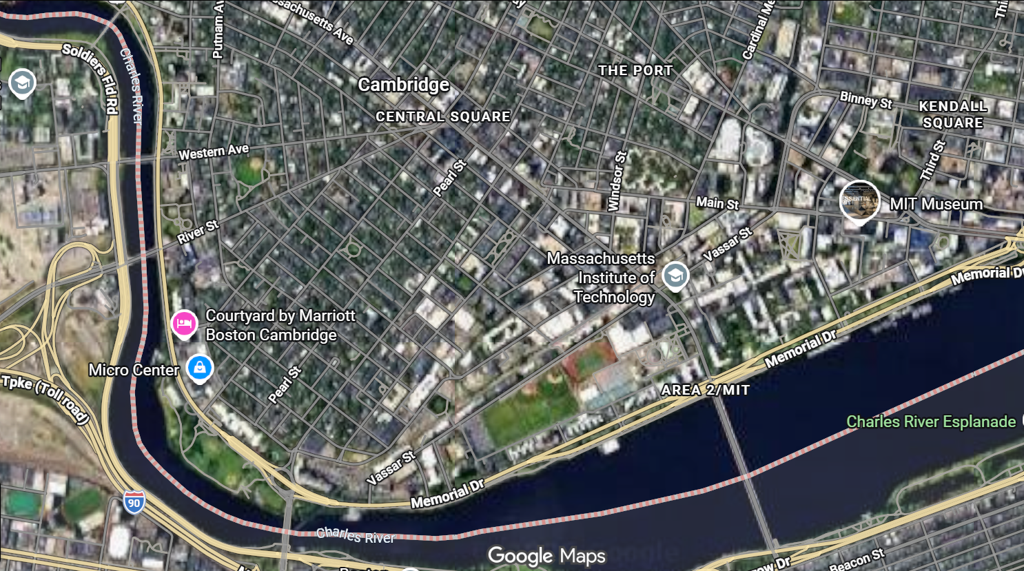 Tourist map of downtown Cambridge, Massachusetts
