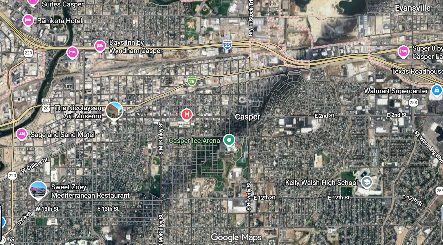 Tourist map of downtown Casper, Wyoming