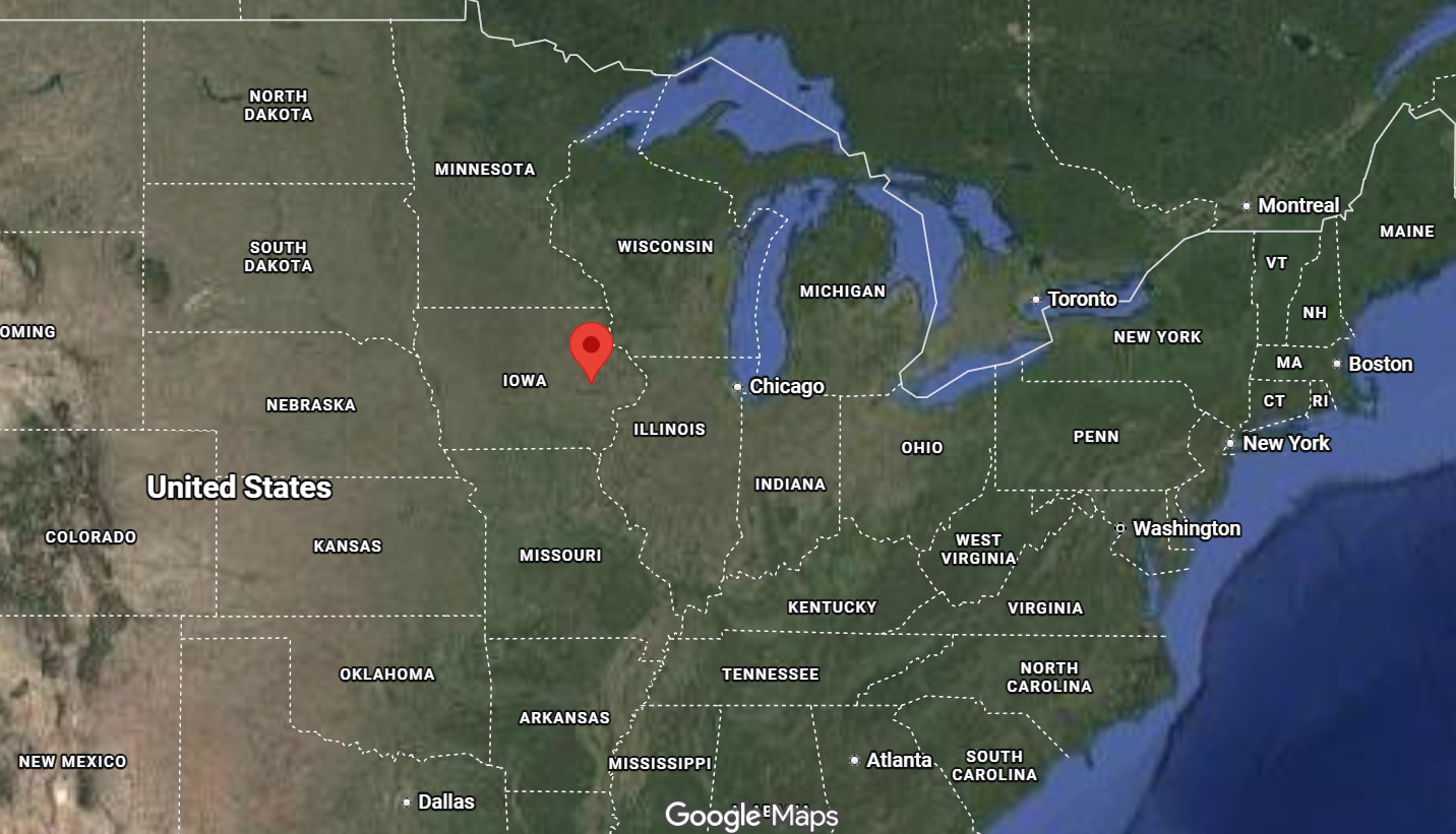 Where is the city of Cedar Rapids (Iowa) located on the map of the USA?