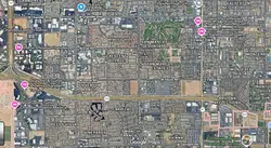 Street map of Chandler, Arizona with points of interest