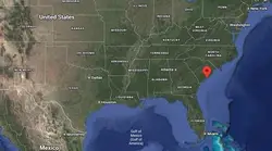 Where is the city of Charleston, South Carolina, located on the map of the USA?