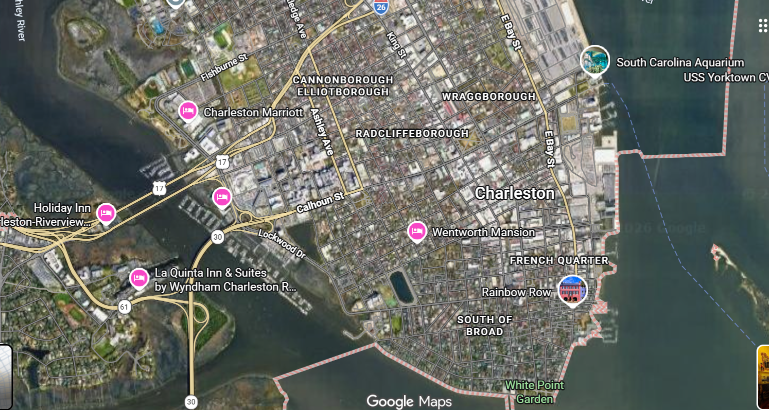 Tourist map of downtown Charleston, South Carolina