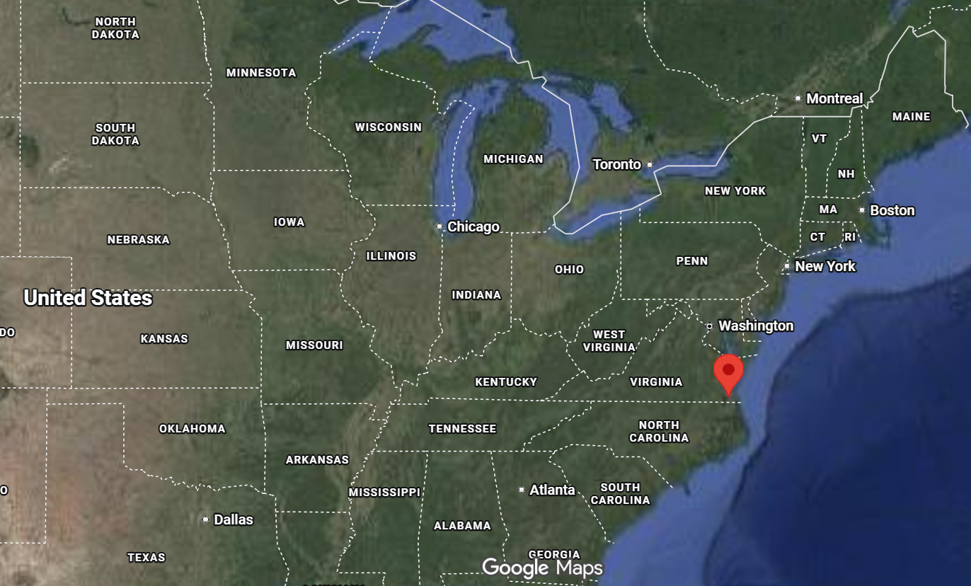 Where is the city of Chesapeake, Virginia, located on the map of the USA?