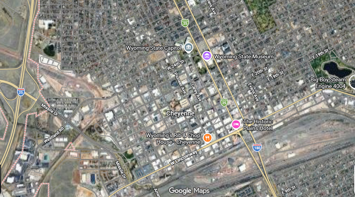 Tourist map of downtown Cheyenn, Wyoming