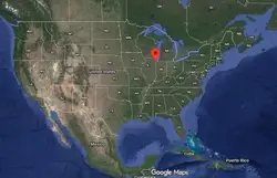 Where is the city of Chicago (Illinois) located on the map of the USA?