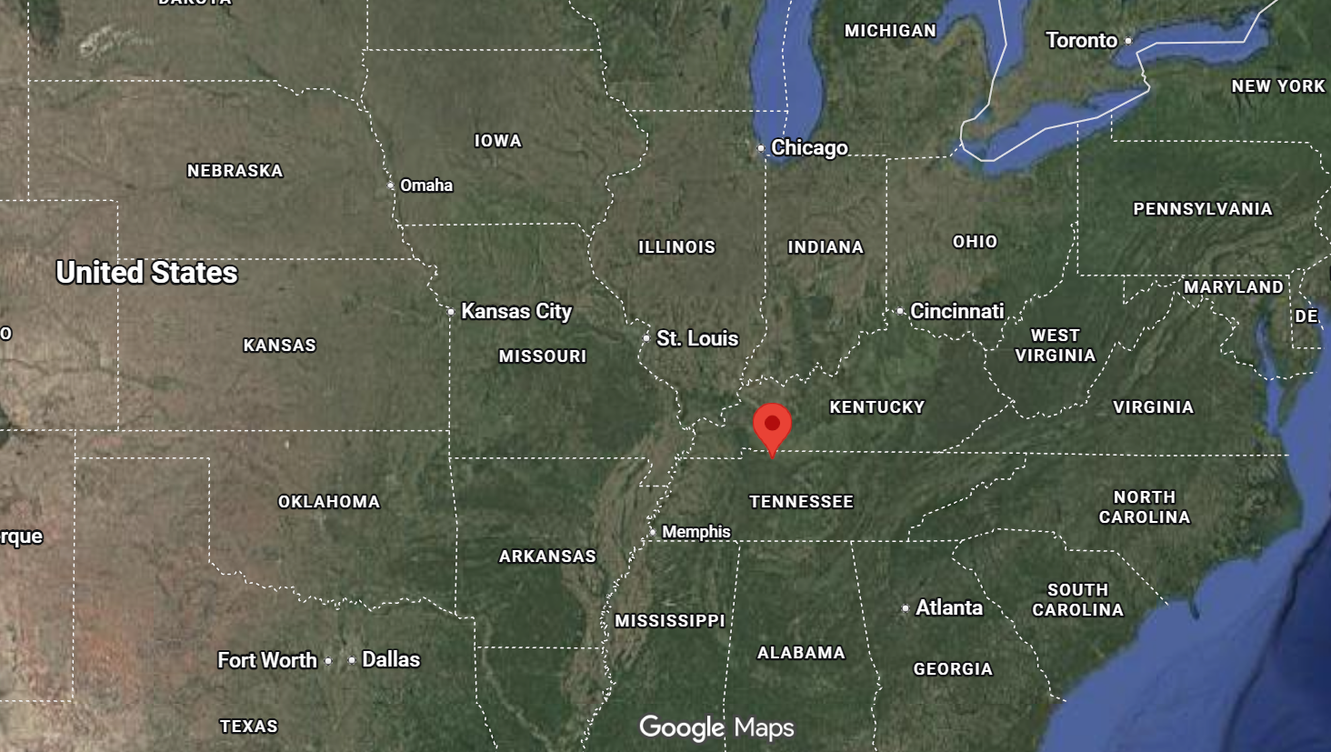 Where is the city of Clarksville, Tennessee, located on the map of the USA?