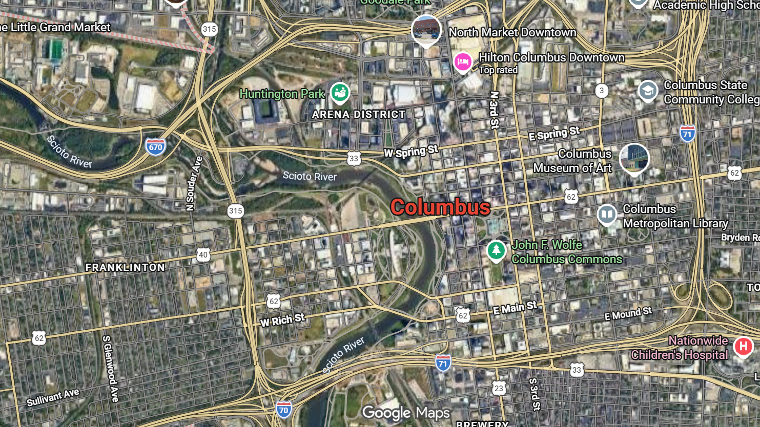 Tourist map of downtown Columbus, Ohio