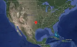 Where is the city of Dallas, Texas, located on the map of the USA?