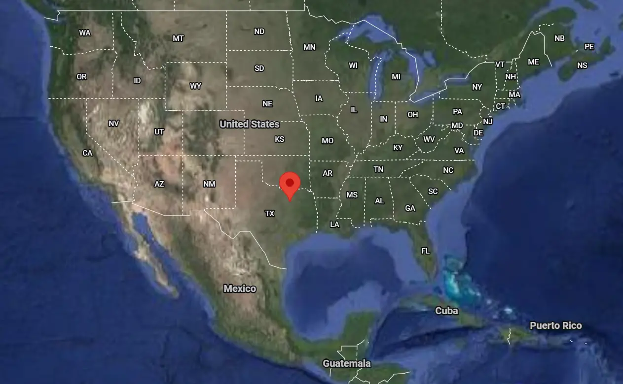 Where is the city of Dallas, Texas, located on the map of the USA?