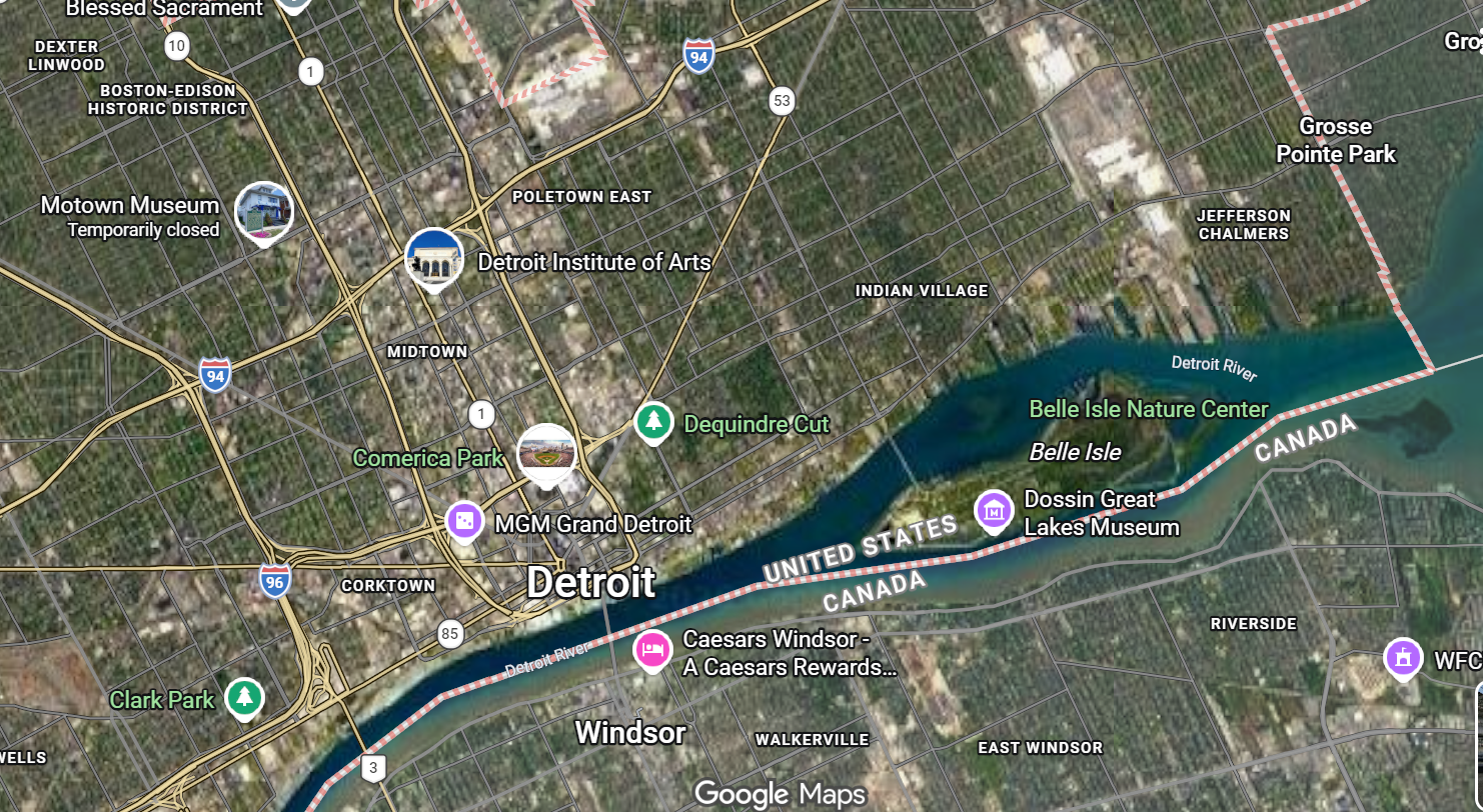 Tourist map of downtown Detroit, Michigan