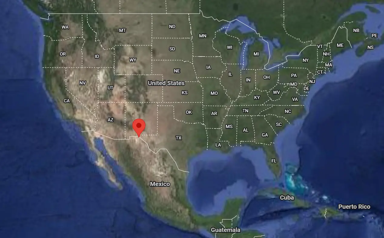 Where is the city of El Paso, Texas, located on the map of the USA?