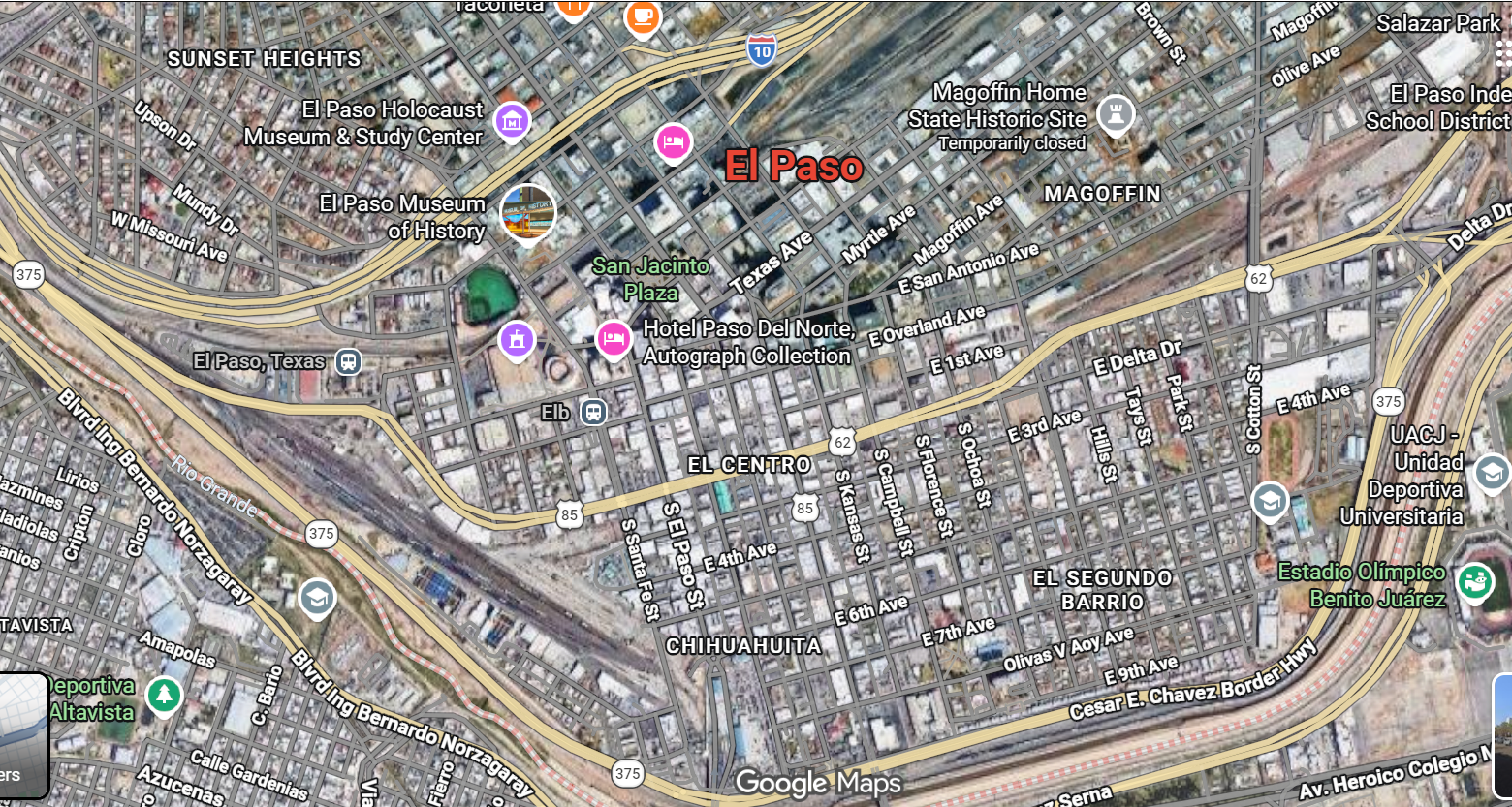 Tourist map of downtown El Paso, Texas