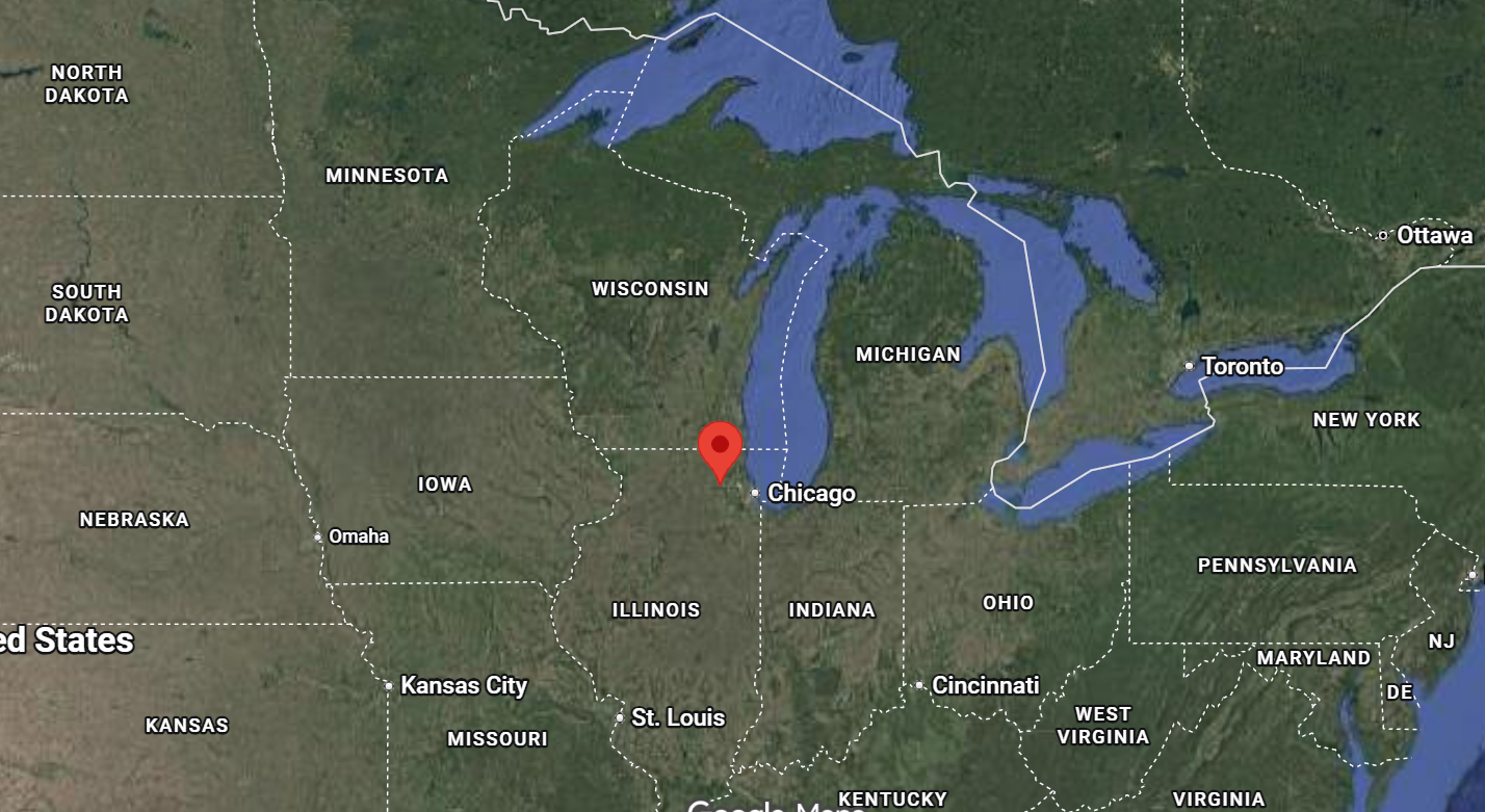 Where is the city of Elgin (Illinois) located on the map of the USA?