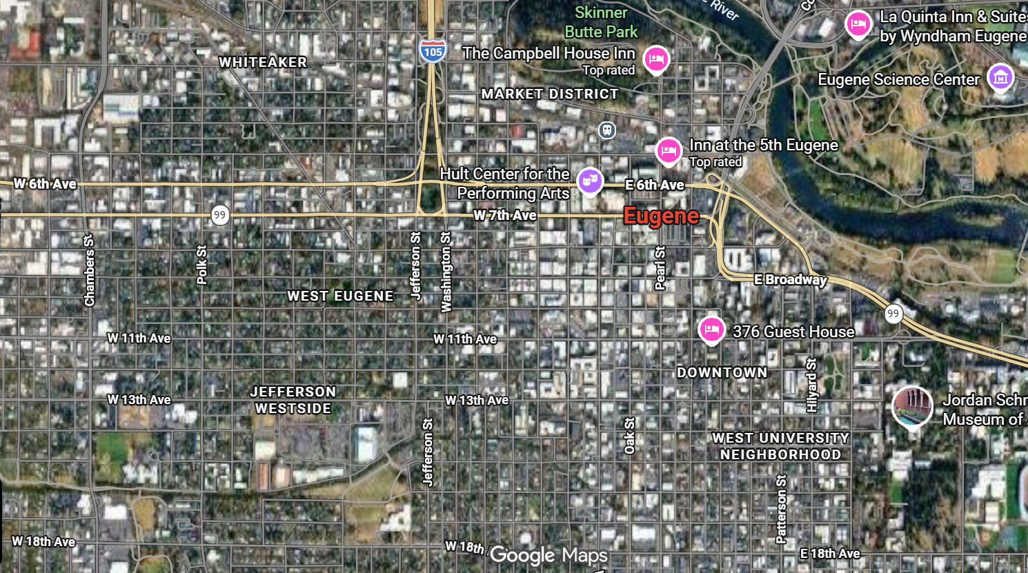 Tourist map of downtown Eugene, Oregon