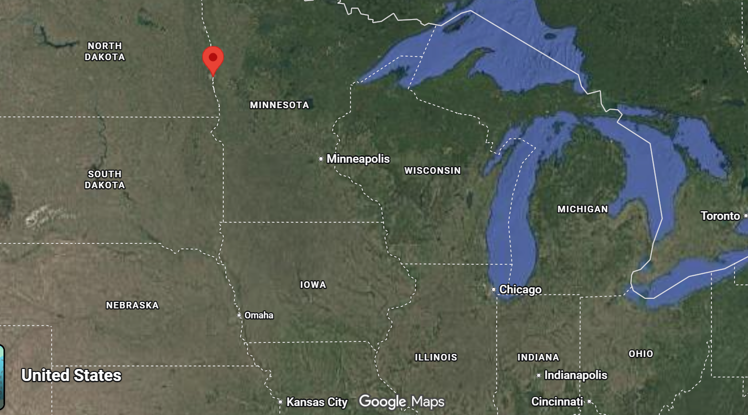 Where is the city of Fargo, North Dakota, located on the map of the USA?