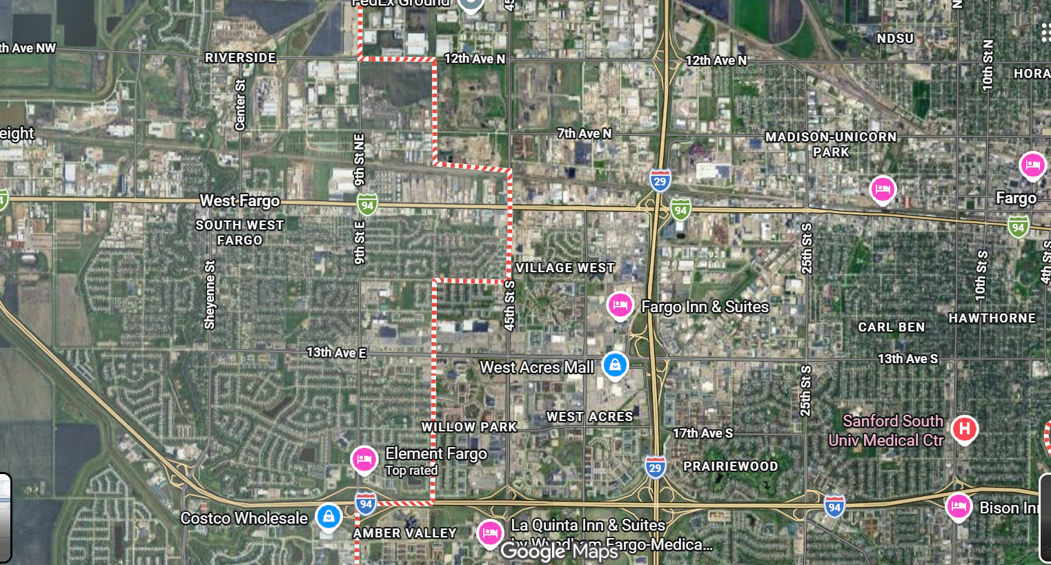 Tourist map of downtown Fargo, North Dakota