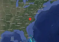 Where is the city of Fayetteville, North Carolina, located on the map of the USA?