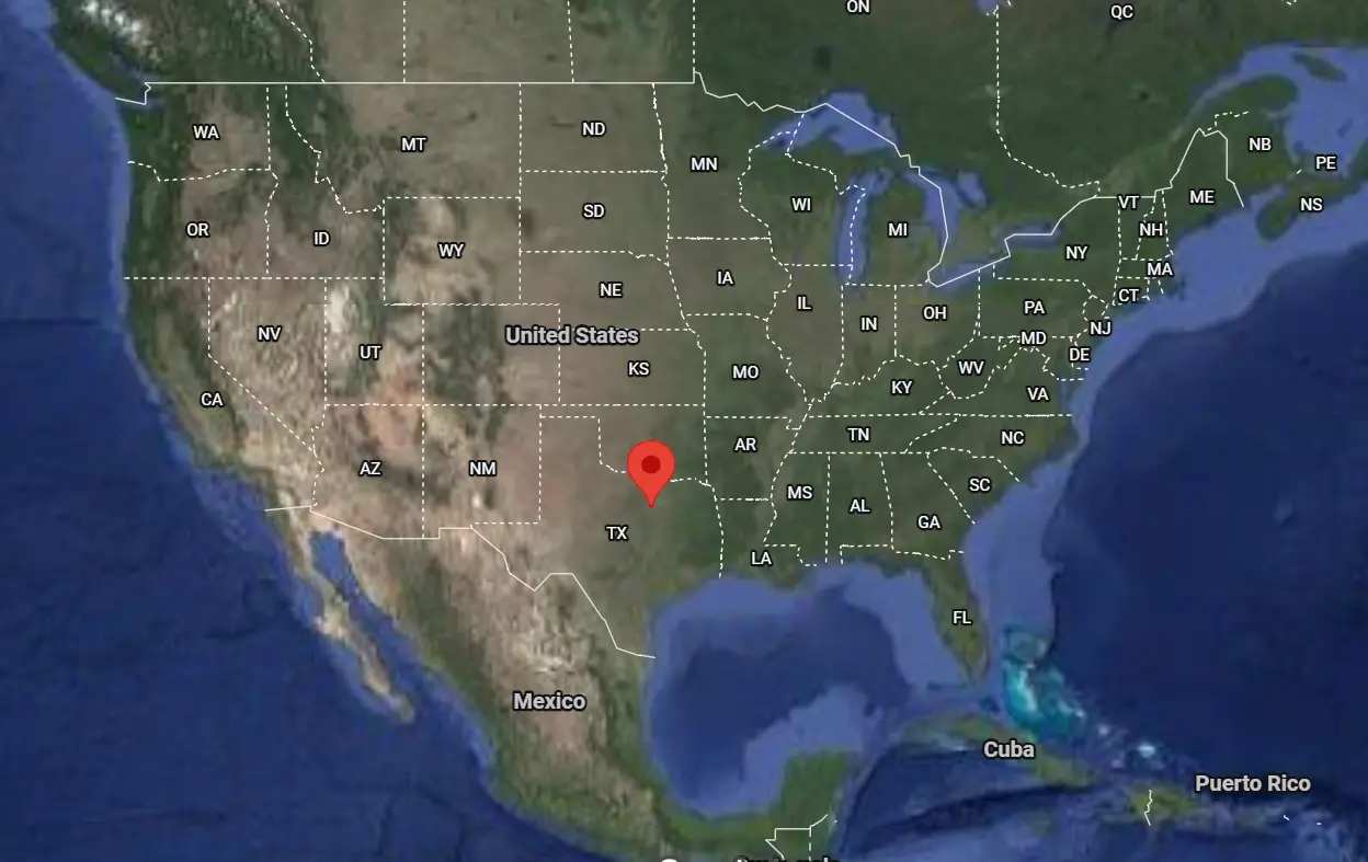 Where is the city of Fort Worth, Texas, located on the map of the USA?