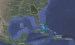 Where is Georgia located on the map of America?