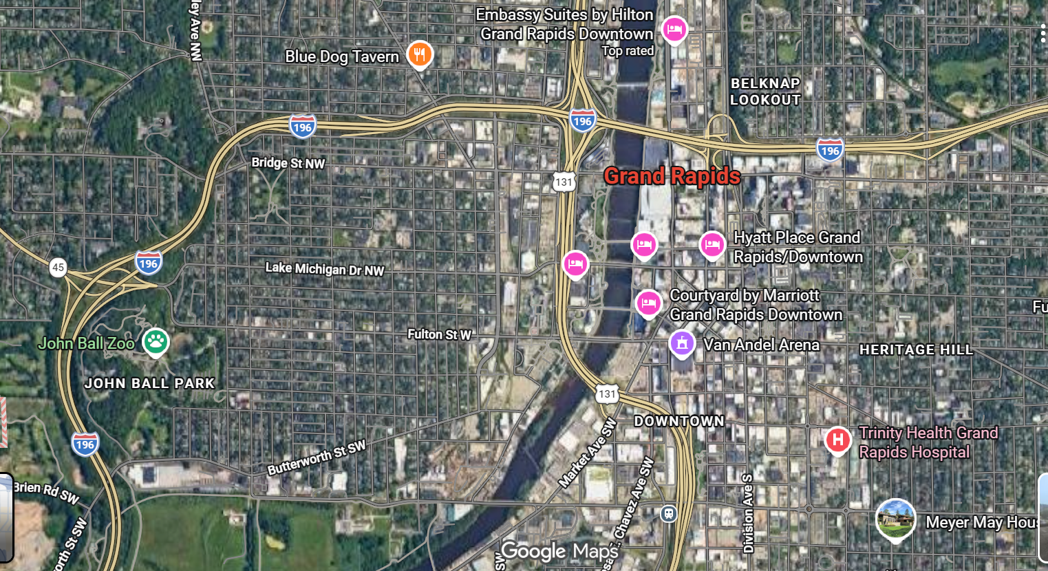Tourist map of downtown Grand Rapids, Michigan