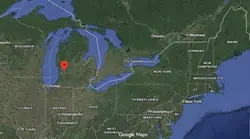 Where is the city of Grand Rapids (Michigan MI) located on the map of the USA?