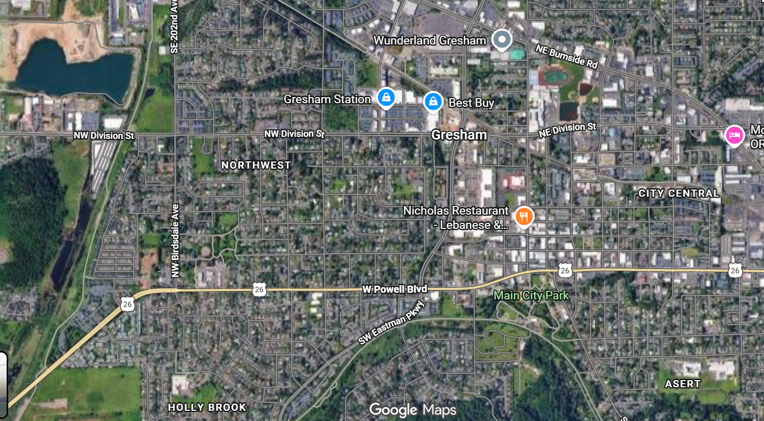 Tourist map of downtown Gresham, Oregon