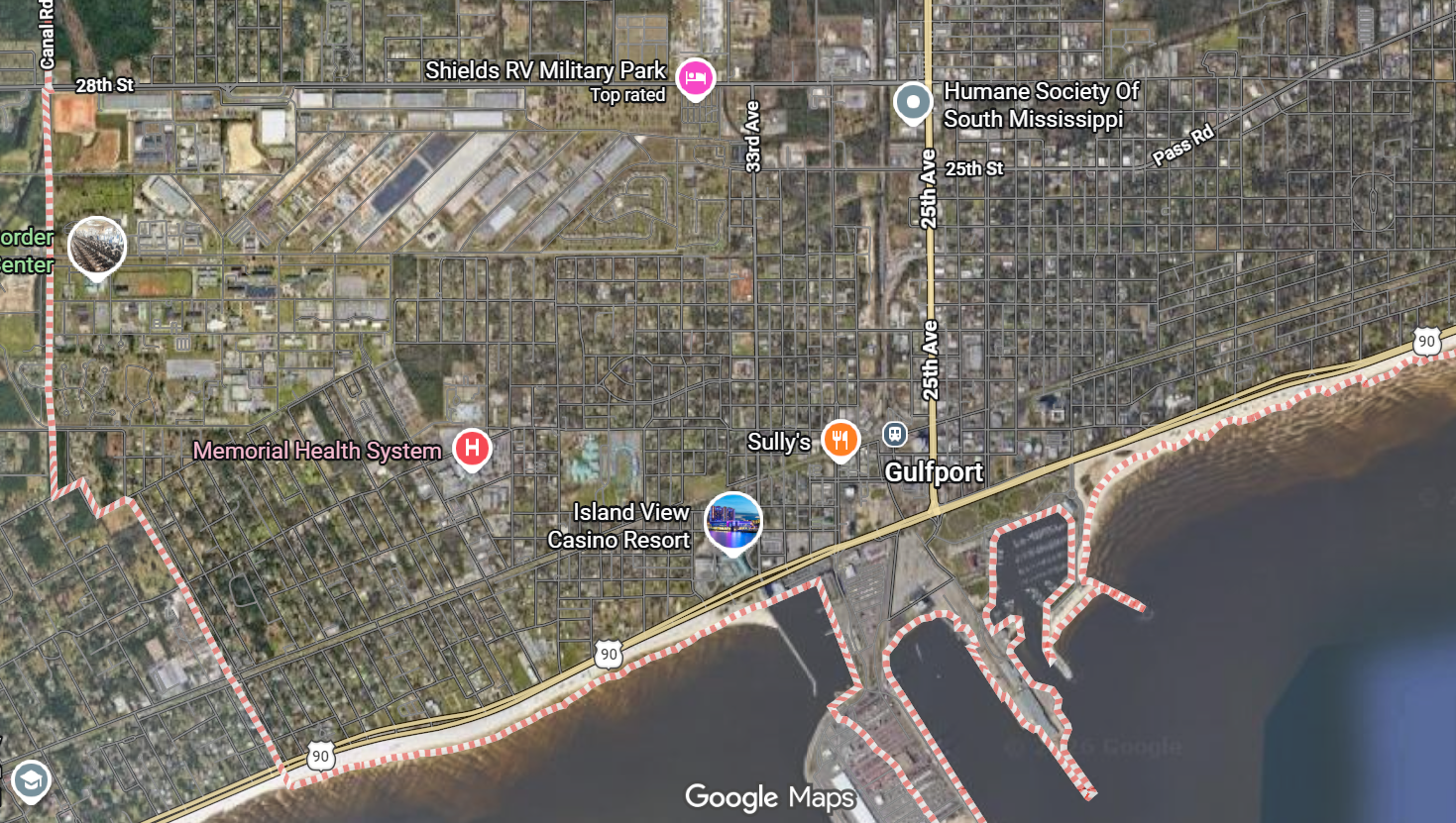 Tourist map of downtown Gulfport, Mississippi
