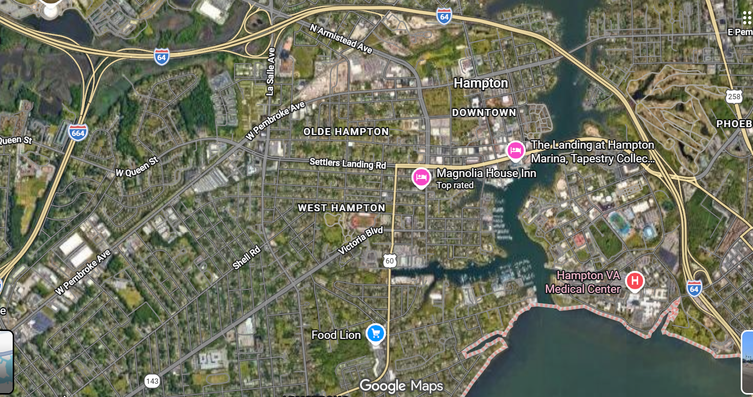 Tourist map of downtown Hampton, Virginia