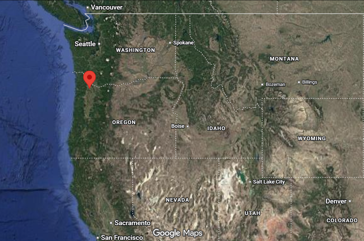 Where is the city of Hillsboro, Oregon, located on the map of the USA?