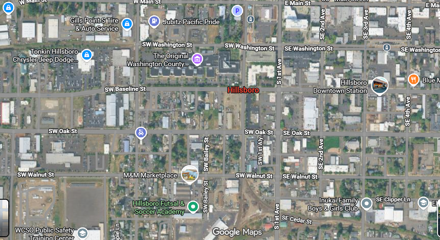 Tourist map of downtown Hillsboro, Oregon