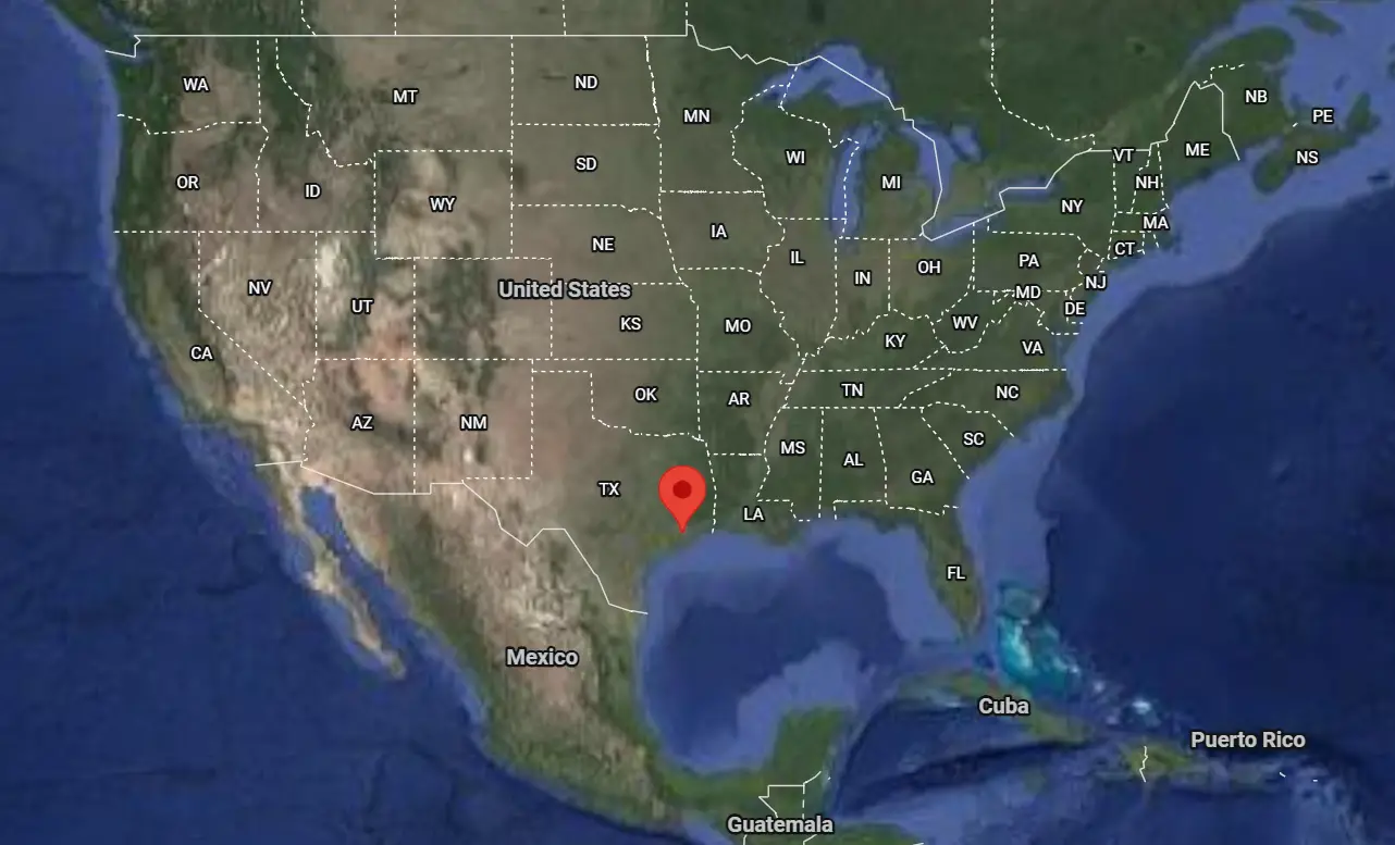 Where is the city of Houston, Texas, located on the map of the USA?