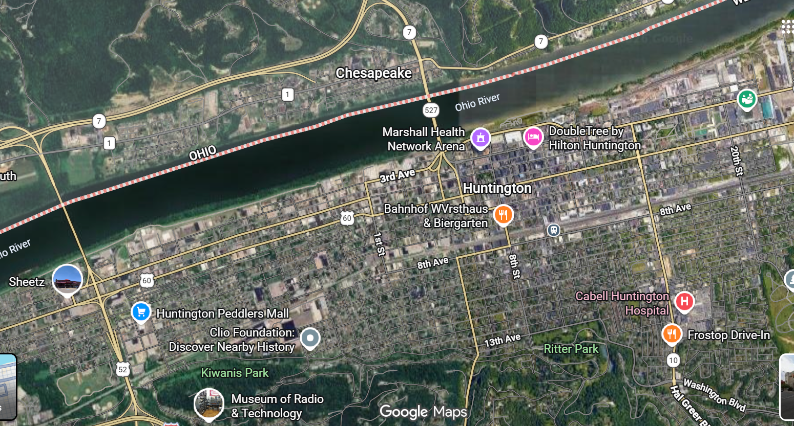 Tourist map of downtown Huntington, West Virginia