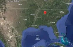 Where is the city of Huntsville (Alabama) on the map of America?
