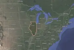 Where is Illinois located on the map of America?