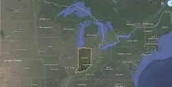 Where is Indiana located on the map of America?