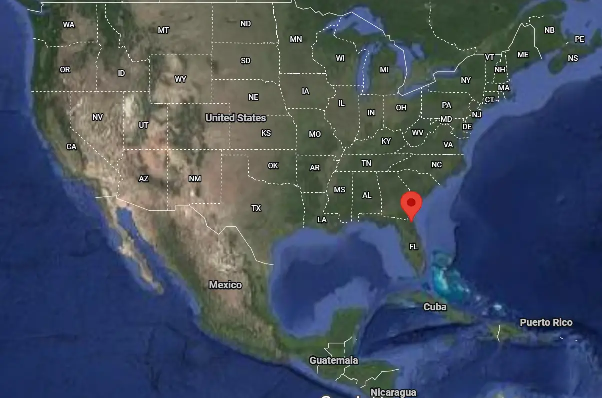 Where is the city of Jacksonville (Florida) located on the map of the USA?
