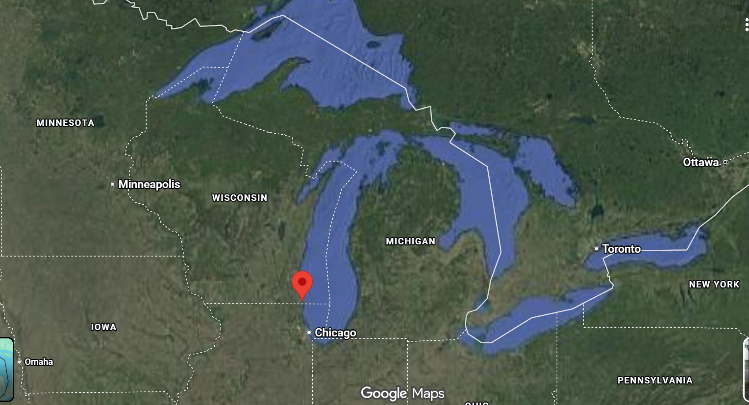 Where is the city of Kenosha, Wisconsin, located on the map of the USA?